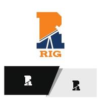 logo della lettera r con elemento di rigging vettore