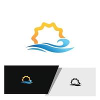 logo illustrativo del sole e dell'oceano rip curl vettore