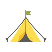 illustrazione vettoriale di tenda gialla su sfondo bianco.