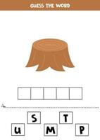 gioco di ortografia per bambini. ceppo di legno. vettore