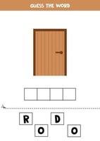 gioco di ortografia per bambini. porta di legno. vettore