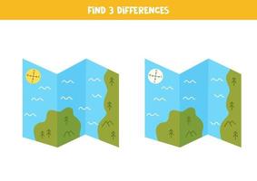 trova tre differenze tra due mappe di navigazione. vettore
