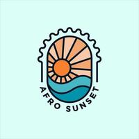 design moderno dell'illustrazione del logo della spiaggia del tramonto afro vettore