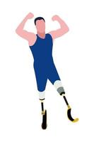 uomo atleta maratoneta con protesi al posto delle gambe. sport per disabili, sport paralimpici. correre. uno stile di vita sano. vita attiva con lesioni fisiche. illustrazione vettoriale isolata