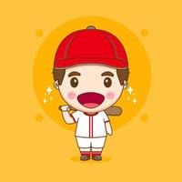 illustrazione del personaggio di chibi del giocatore di baseball carino vettore