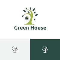 natura albero foglia verde casa casa immobiliare alloggio residenziale logo vettore