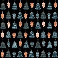 sfondo di natale decorazioni per l'albero di natale e coni vector seamless pattern