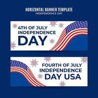 felice 4 luglio - banner web usa giorno dell'indipendenza per poster orizzontale, banner, area spaziale e sfondo dei social media vettore