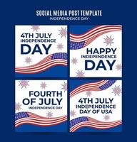 felice 4 luglio - banner web usa per il giorno dell'indipendenza per poster quadrato dei social media, banner, area spaziale e sfondo vettore