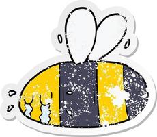 adesivo angosciato di un'ape piangente dei cartoni animati vettore