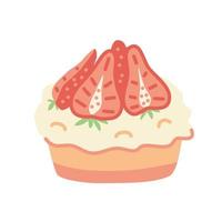 cupcake con decorazione di fragole. illustrazione vettoriale. vettore