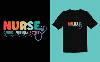 design alla moda della maglietta dell'infermiera di tipografia vettore
