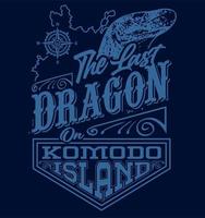 Komodo e lo sfondo dell'isola ... vettore
