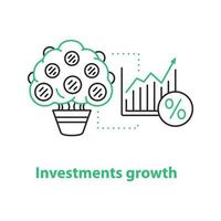 icona del concetto di crescita degli investimenti. illustrazione di linea sottile di idea di commercio. mercato di vendita. disegno di contorno isolato vettoriale