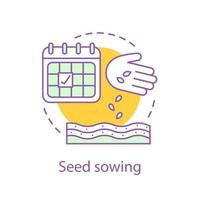 icona del concetto di tempo di semina del seme. illustrazione della linea sottile dell'idea agricola. lavoro agricolo. agricoltura. disegno di contorno isolato vettoriale