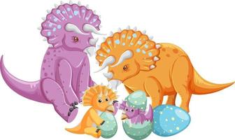simpatico dinosauro triceratopo e bambino vettore