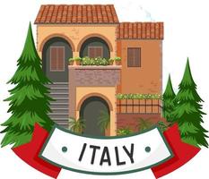 etichetta banner italia con edifici domestici vettore