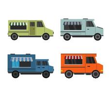 set di icone di camion di cibo vettore