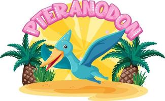 piccolo simpatico personaggio dei cartoni animati di dinosauro pteranodonte vettore
