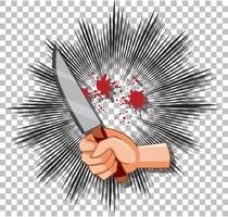 coltello a mano con schizzi di sangue vettore