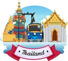 bandiera del logo del punto di riferimento di bangkok thailandia vettore