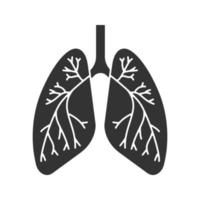 polmoni umani con icona glifo bronchi e bronchioli. anatomia del sistema respiratorio. simbolo della sagoma. spazio negativo. illustrazione vettoriale isolato