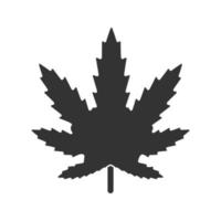 icona del glifo foglia di marijuana. cannabis, ganja. simbolo della sagoma. spazio negativo. illustrazione vettoriale isolato