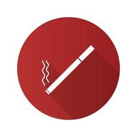 icona del glifo con ombra lunga design piatto sigaretta accesa. area fumatori. illustrazione della siluetta di vettore