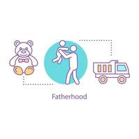 icona del concetto di paternità. illustrazione della linea sottile dell'idea della genitorialità. padre che gioca con il bambino. disegno di contorno isolato vettoriale