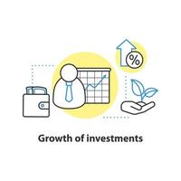 icona del concetto di crescita degli investimenti. illustrazione al tratto sottile dell'idea di aumento del profitto. sviluppo aziendale. disegno di contorno isolato vettoriale