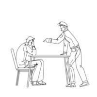 illustrazione vettoriale piatta del prigioniero criminale di interrogatorio del poliziotto