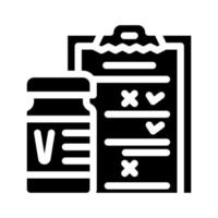 illustrazione vettoriale dell'icona del glifo del questionario del vaccino e del test