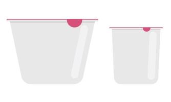 set di due confezioni di plastica per panna acida e yogurt. piatto. illustrazione vettoriale