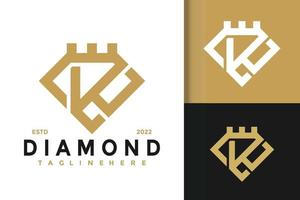 lettera k diamante elegante logo moderno modello vettoriale