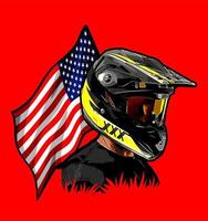 pilota di motocross e americano ... vettore