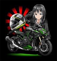 moto sportiva anime ragazza cartone animato... vettore