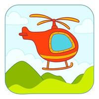 simpatico cartone animato in elicottero. illustrazione vettoriale di clipart di elicottero. sfondo della natura