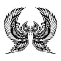 disegno del tatuaggio delle ali dell'uccello di vettore dell'annata