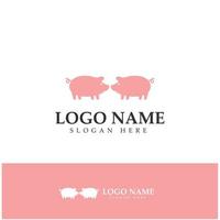 logo di maiale, cucina di maiale, olio di maiale e icona del ristorante di carne di maiale. con il concetto di icona vettoriale