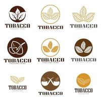 logo foglia di tabacco, campo di tabacco e vettore di progettazione del modello di logo di sigaretta di tabacco