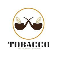 logo foglia di tabacco, campo di tabacco e vettore di progettazione del modello di logo di sigaretta di tabacco