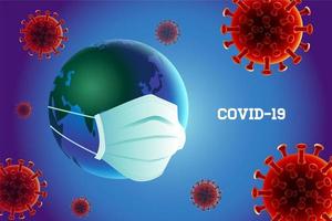 coronavirus covid-19 prevenzione con maschera indossando terra vettore