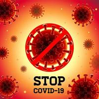 coronavirus con gradiente arancione, poster covid-19 vettore