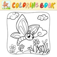 libro da colorare o pagina da colorare per bambini. illustrazione vettoriale in bianco e nero della farfalla. sfondo della natura