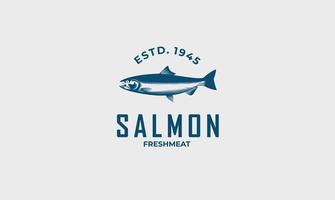 design del logo di carne fresca di salmone vettore