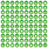 100 icone della moda hanno impostato il cerchio verde vettore
