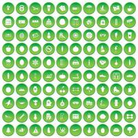 100 icone di nozze hanno impostato il cerchio verde vettore