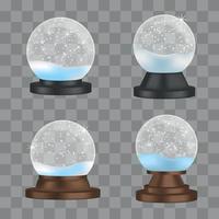 Snowglobe set di icone, stile realistico vettore