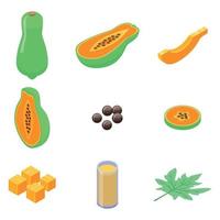 set di icone di papaia, stile isometrico vettore