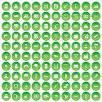 100 icone di piante impostano il cerchio verde vettore